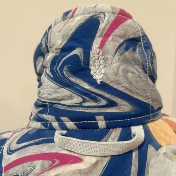 Free People Pippa Printed Packable Puffer Jacket Blue Multi NWT Size X Small - Picture 4 of 11